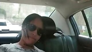 Horny Lady Filmed By Uber Driver While Touching Her Beautiful Figure